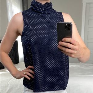 Blue with white polka dot top